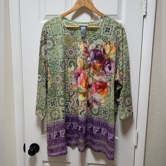 Catherine's Tops - B02-CatherinesBoho Blouse Size 3X Floral